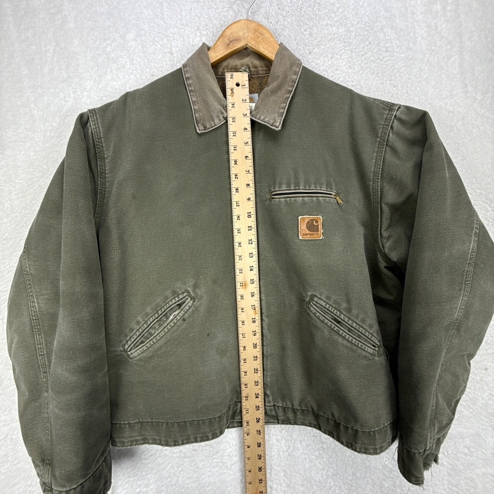 Carhartt Detroit Jacket Blanket Lined Mens XL J76 MOS Moss Green Faded - Picture 7 of 16